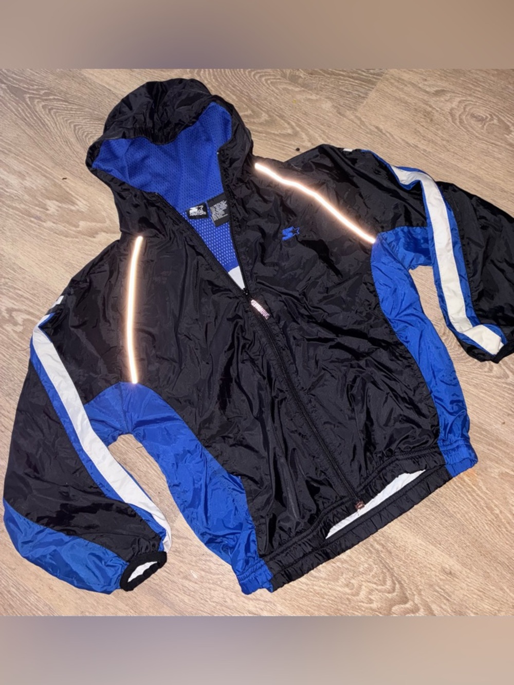 STARTER Black and Royal Blue Zip-Up Windbreaker
